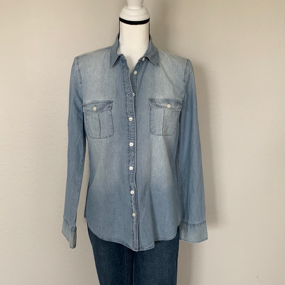 MOVING SALE! J. Crew Chambray Perfect Fit Button Down - Size 4